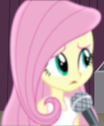 Size: 597x720 | Tagged: safe, screencap, fluttershy, equestria girls, g4, my little pony equestria girls: friendship games, blurry, cute, female, nervous, shyabetes, spelling bee, worried