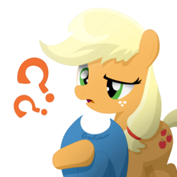 Size: 2000x2000 | Tagged: safe, artist:graytyphoon, applejack, g4, female, hat, high res, question mark, solo