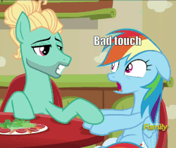 Size: 631x529 | Tagged: safe, edit, edited screencap, screencap, rainbow dash, zephyr breeze, pegasus, pony, flutter brutter, g4, animated, bad touch, discovery family logo, disturbed, duo, female, foodfight!, forced shipping, jontron, male, mare, meme, personal space invasion, stallion, stranger danger, surprised