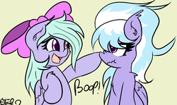 Size: 1500x895 | Tagged: safe, artist:freefraq, cloudchaser, flitter, pony, g4, boop, cute, duo