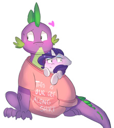 Size: 1024x1152 | Tagged: safe, artist:craftedfun3, rarity, spike, g4, clothes, female, male, older, older spike, ship:sparity, shipping, shirt, straight