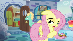 Size: 1279x717 | Tagged: safe, screencap, fluttershy, zephyr breeze, pegasus, pony, flutter brutter, g4, discovery family logo, female, male, mare, siblings, stallion