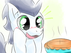 Size: 1400x1050 | Tagged: safe, artist:gamijack, soarin', pony, g4, blushing, food, male, open mouth, pie, soarinbetes, solo, that pony sure does love pies