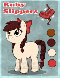 Size: 1024x1331 | Tagged: safe, artist:sparkle-and-sunshine, oc, oc only, oc:ruby slippers, bow, hair bow, solo