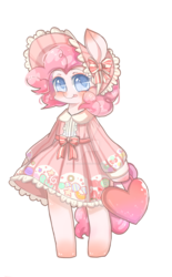 Size: 1024x1656 | Tagged: safe, artist:sugarcubeee, pinkie pie, earth pony, pony, g4, bipedal, clothes, dress, female, solo, tongue out, watermark