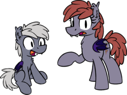 Size: 1690x1265 | Tagged: safe, artist:moemneop, oc, oc only, oc:lukida, bat pony, pony, brother and sister