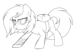 Size: 5634x3814 | Tagged: safe, artist:pepooni, oc, oc only, earth pony, pony, bag, female, mare, monochrome, solo