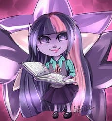 Size: 900x980 | Tagged: safe, artist:philota, twilight sparkle, equestria girls, g4, chibi, elf ears, female, solo, uncanny valley