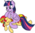 Size: 2669x2500 | Tagged: safe, artist:datapony, sunset shimmer, twilight sparkle, alicorn, pony, unicorn, g4, anatomically incorrect, duo, grumpy, high res, incorrect leg anatomy, simple background, sitting on pony, transparent background, twilight sparkle (alicorn)