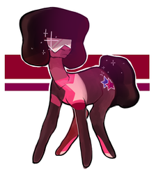 Size: 588x655 | Tagged: safe, artist:kapusha-blr, earth pony, gem (race), gem pony, pony, crossover, female, fusion, garnet (steven universe), gem, gem fusion, mare, ponified, ruby, sapphire, solo, steven universe