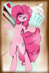 Size: 1024x1513 | Tagged: safe, artist:madacon, pinkie pie, semi-anthro, g4, belly button, female, solo