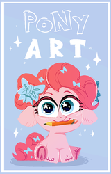 Size: 674x1050 | Tagged: safe, artist:kapusha-blr, pinkie pie, g4, bow, cute, female, floppy ears, pencil, solo, sparkles, young