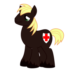 Size: 500x500 | Tagged: safe, artist:xaxu-slyph, oc, oc only, oc:rescue sunstreak, earth pony, pony, cutie mark, firefighter, male, recolor, red cross, solo, stallion, unshorn fetlocks