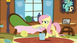 Size: 1920x1080 | Tagged: safe, screencap, fluttershy, zephyr breeze, pony, flutter brutter, g4, female, mare, paper, solo, wing hands