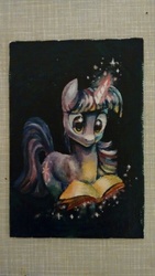 Size: 450x800 | Tagged: artist needed, safe, twilight sparkle, g4, book, female, gouache, magic, solo, traditional art