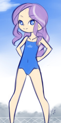 Size: 500x1000 | Tagged: safe, artist:drantyno, diamond tiara, human, g4, belly button, clothes, female, humanized, one-piece swimsuit, solo, swimsuit