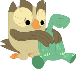 Size: 3589x3264 | Tagged: safe, artist:porygon2z, owlowiscious, tank, g4, high res, massage, no shell, simple background, transparent background, vector