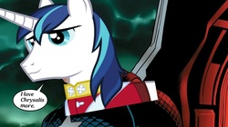 Size: 986x553 | Tagged: safe, shining armor, g4, captain america, captain hydra, female, hail hydra, male, ship:shining chrysalis, shipping, solo, straight