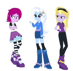 Size: 600x583 | Tagged: safe, artist:pizzasister, fuchsia blush, lavender lace, trixie, equestria girls, g4, female, k-pop, trixie and the illusions