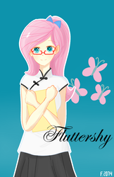 Size: 1024x1580 | Tagged: safe, artist:2074, fluttershy, human, g4, female, glasses, humanized, solo