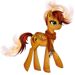 Size: 1000x1000 | Tagged: safe, artist:yuntaoxd, oc, oc only, pegasus, pony, bracelet, clothes, fire, scarf, simple background, solo, transparent background