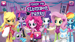 Size: 1280x720 | Tagged: safe, applejack, fluttershy, pinkie pie, rainbow dash, rarity, sci-twi, spike, spike the regular dog, twilight sparkle, dog, equestria girls, equestria girls (app), g4, clothes, doll, equestria girls minis, eqventures of the minis, mane six, nightgown, pajamas, phone, pillow, plushie, slumber party, smartphone, toy