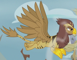 Size: 926x716 | Tagged: safe, screencap, galena, griffon, tiger griffon, g4, the lost treasure of griffonstone, background griffon, cropped, female, flying, solo