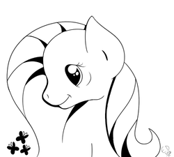 Size: 500x450 | Tagged: safe, artist:everdale, fluttershy, g4, black and white, bust, cutie mark, female, grayscale, monochrome, portrait, solo