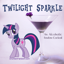 Size: 1000x1000 | Tagged: safe, twilight sparkle, pony, unicorn, g4, alcohol, cocktail, drink, female, recipe in source, smiling, solo