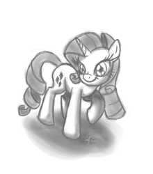 Size: 2113x2400 | Tagged: safe, artist:leadhooves, rarity, pony, unicorn, g4, female, mare, monochrome, solo