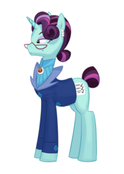 Size: 642x900 | Tagged: safe, artist:carnifex, principal abacus cinch, pony, unicorn, equestria girls, g4, clothes, ear piercing, earring, equestria girls ponified, female, glasses, jewelry, piercing, ponified, solo