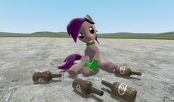 Size: 900x527 | Tagged: safe, artist:squidzle, oc, oc only, oc:squidzle, 3d, bottle, drunk, gmod, goggles, tongue out