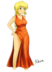 Size: 1000x1400 | Tagged: safe, artist:kprovido, applejack, human, g4, female, humanized, side slit, solo