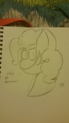 Size: 747x1328 | Tagged: safe, artist:goldenled, pinkie pie, g4, bust, female, portrait, sketch, solo, traditional art