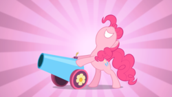 Size: 1920x1080 | Tagged: safe, artist:ig-64, pinkie pie, g4, sweet and elite, female, party cannon, solo, wallpaper