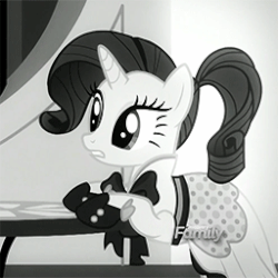 Size: 256x256 | Tagged: safe, screencap, rarity, pony, g4, rarity investigates, animated, discovery family logo, female, grayscale, monochrome