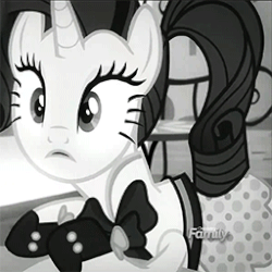 Size: 256x256 | Tagged: safe, screencap, rarity, pony, unicorn, g4, rarity investigates, animated, blinking, cute, discovery family logo, female, mare, noir, open mouth, raribetes, squishy cheeks
