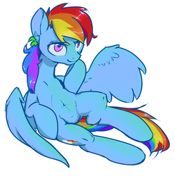 Size: 1687x1696 | Tagged: safe, artist:inlucidreverie, rainbow dash, g4, female, relaxing, solo