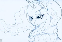 Size: 3470x2354 | Tagged: safe, artist:stormblaze-pegasus, princess luna, spirit of hearth's warming yet to come, a hearth's warming tail, g4, cloak, clothes, female, high res, monochrome, solo
