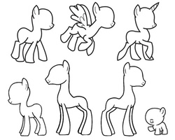 Size: 500x400 | Tagged: safe, alicorn, earth pony, pegasus, pony, unicorn, baby, baby pony, base, female, flying, standing, walking