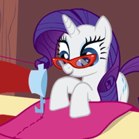 Size: 200x200 | Tagged: safe, screencap, rarity, pony, g4, animated, female, loop, sewing, sewing machine, solo