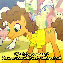 Size: 245x245 | Tagged: safe, edit, edited screencap, screencap, cheese sandwich, goldengrape, meadow song, sir colton vines iii, cow, earth pony, pony, g4, pinkie pride, animated, caption, image macro, meme, udder