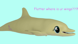 Size: 400x225 | Tagged: safe, artist:uberscientist, fluttershy, dolphin, g4, 3d, animated, blender, comic sans, dolphified, female, my little dolphin, not salmon, solo, species swap, wat