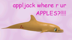 Size: 500x282 | Tagged: safe, artist:uberscientist, applejack, dolphin, g4, 3d, animated, apple, blender, comic sans, dolphified, female, food, my little dolphin, not salmon, solo, species swap, wat