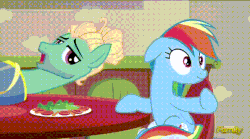 Size: 595x331 | Tagged: safe, screencap, rainbow dash, zephyr breeze, pegasus, pony, flutter brutter, g4, animated, discovery family logo, duo, female, headbob, loop, male, mare, stallion