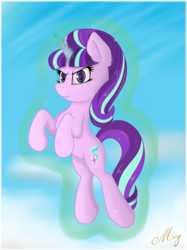 Size: 3070x4096 | Tagged: safe, artist:meze-diapason, starlight glimmer, g4, female, high res, levitation, magic, self-levitation, signature, solo, telekinesis