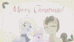 Size: 400x225 | Tagged: safe, artist:alfa995, derpy hooves, dinky hooves, doctor whooves, time turner, pegasus, pony, g4, animated, female, holly, mare, merry christmas