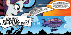 Size: 1260x624 | Tagged: safe, artist:brenda hickey, idw, maud pie, rarity, friends forever #29, g4, my little pony: friends forever, spoiler:comic, airship
