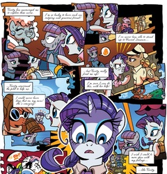 Size: 1356x1412 | Tagged: safe, artist:brenda hickey, idw, official comic, buried treasure, deep strata, hot air, maud pie, rarity, earth pony, pony, friends forever #29, g4, my little pony: friends forever, spoiler:comic, alternate hairstyle, comic, unnamed character, unnamed pony