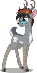 Size: 1496x2891 | Tagged: safe, artist:sirzi, oc, oc only, oc:svetomech, deer, original species, vitrung, deerified, glasses, solo